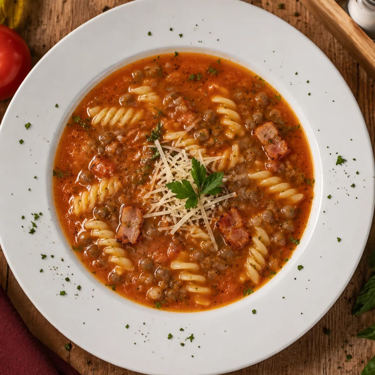 Sopa de Pasta y Lentejas